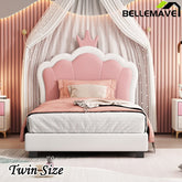 Bellemave® Upholstered Princess Bed with Crown Headboard and Footboard - Bellemave